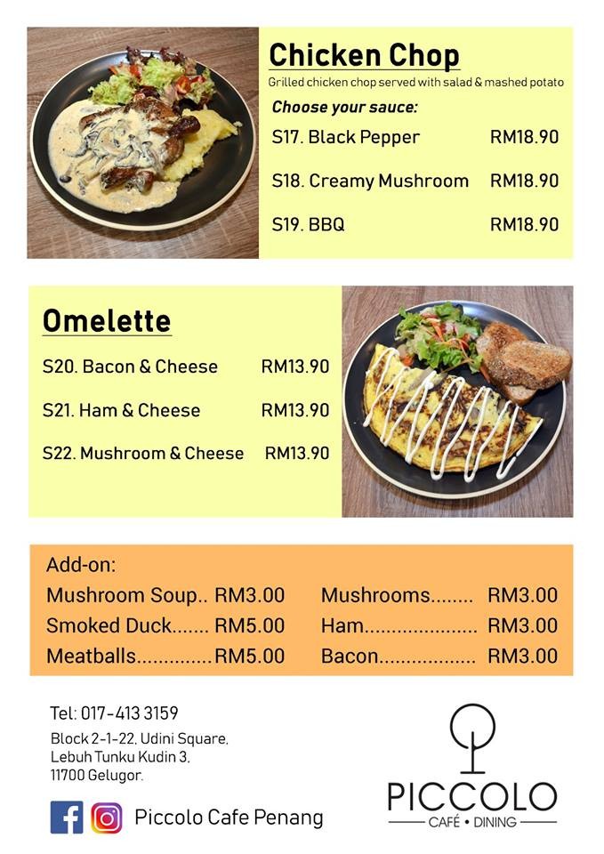 Piccolo Cafe Penang, Cafe cuisine at Gelugor, Penang Menu Foodcrush